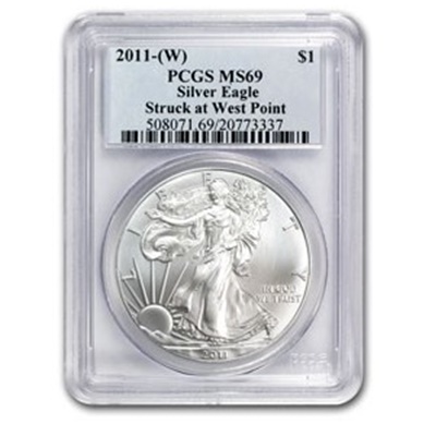 2011w 1oz USA Silver Eagle MS-69 PCGS